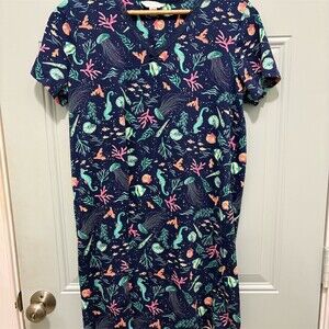 Charter Club Intimates Nightgown Womens L Blue Nautical V-Neck Lace Trim